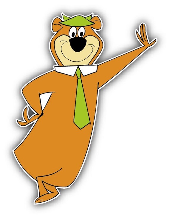 Yogi Bear Happy Cartoon Car Bumper Sticker Decal 4'' x by slonotop