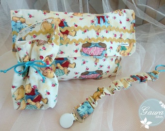 Kit_gaura_Kids: Chupetero-dummy-diaper bag / Diaper bag-Pacifier pod-Pacifier holder / Sac à couches Attache sucette Sac sucette