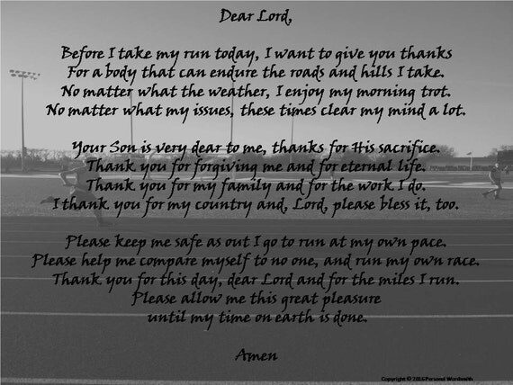 Runner's Prayer Digital Print Christian Runners Poem