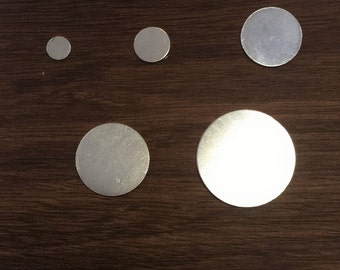 10 pieces of 3/8 in (.952 cm) sterling silver round blank disc gauge 24