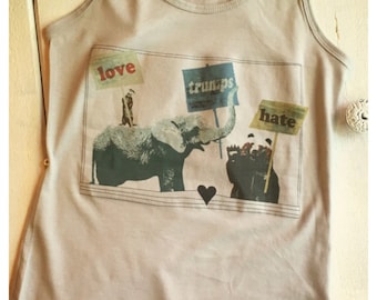 Love trumps Hate, elephant, otter, bear racer back tank