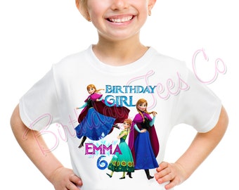 Customized Frozen Birthday Shirt Add Name & Age Frozen Princess Anna Custom Birthday Shirt