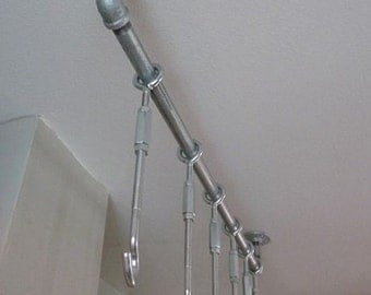 Hanging Pan Rack | Pot Rack | Saucepan Hanger | Utensil Hanger | Pot Hooks | Kitchen Storage | Industrial Pipe Decor