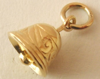 Genuine SOLID 9K 9ct YELLOW GOLD 3D Bell charm/pendant