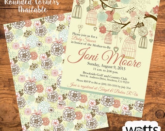 Vintage Birdcage Baby Shower Invitation 5x7. Printable Download or Prints!