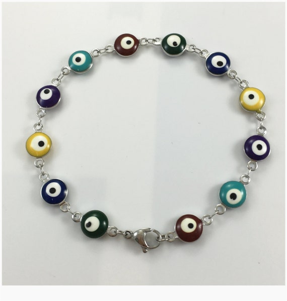 Stainless Steel Evil Eye Bracelet Multicolor by Findingsstation