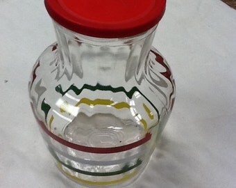 Vintage striped glass water carafe