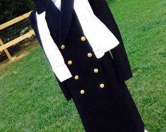 1970's Navy Coat, Mens Wool Coat, Naval Academy Coat, Vintage Navy Coat, Vintage Navy Collector, War Collectors Item, Vintage Naval Academy,