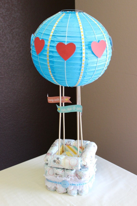 Hot Air Balloon Diaper Cake by OhMyDiaperCakes on Etsy