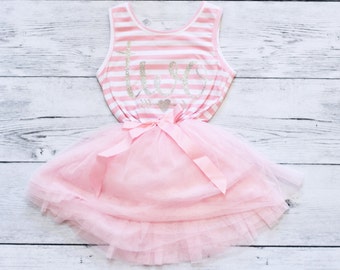 Second Birthday Outfit Girl, Two Dress, Pink and Silver Birthday