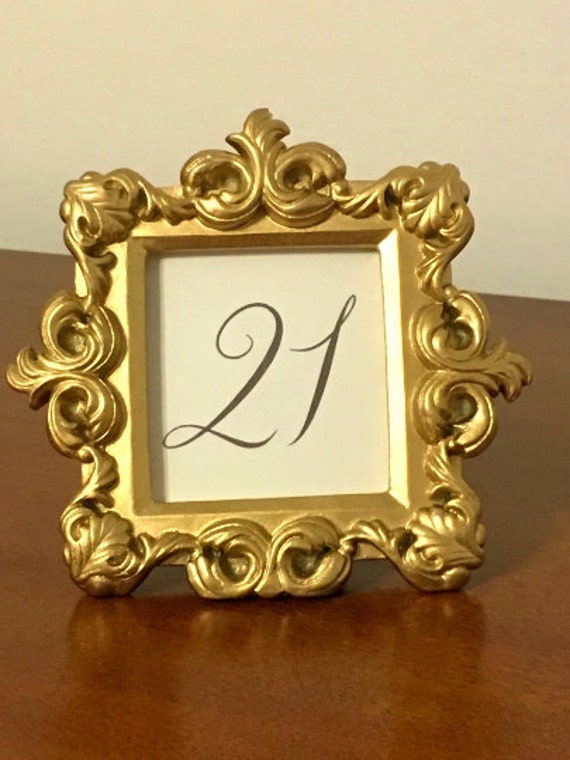 Set of Framed gold baroque table number set/Set of stunning