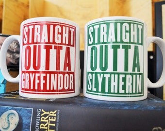 Harry Potter Mug | Straight Outta Gryffindor | Slytherin | Hufflepuff | Ravenclaw | Hogwarts House | Harry Potter Gift | House Pride
