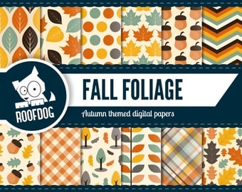 Fall digital paper | autumn digital paper | fall leaves digital paper pack instant download | fall foliage digital paper | autumn leaves