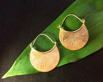 Tribal Rajasthani Style Brass Earrings, Indian Brass Earrings, Gypsy Earrings, Tribal Brass Earrings, Indian Hoop Earrings, Boho Earrings