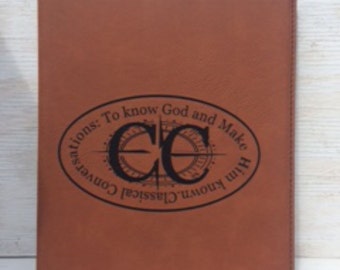 Classical Conversations Engraved 7x9 Leather Portfolio with refillable notepad