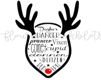 Items similar to 12x24 Reindeer Names Word Art Christmas Painting on Etsy