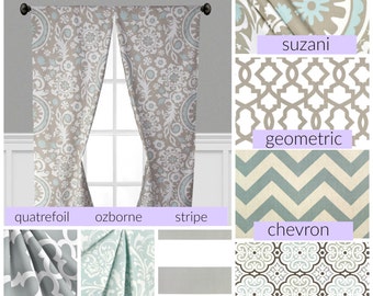 Powder Blue Gray Window Treatments Grey Curtain Panels Drapery Nursery Drapes Chevron Stripe Moroccan Curtains Window Topper Shade