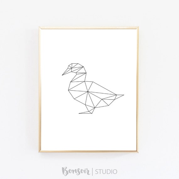 Items similar to Duck Print, Geometric Wall Art, Animal Print