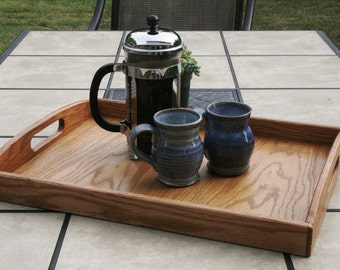 Wooden Serving Tray--Natural Red Oak