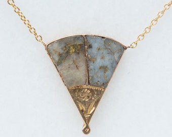 Victorian Gold-in-Quartz Fan Necklace