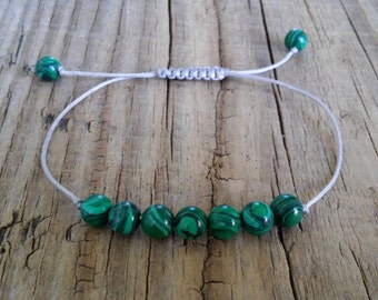 Real green malachite bracelet – malachite stone bead minimalist bracelet – poison love lucky money healing power transformation bracelet