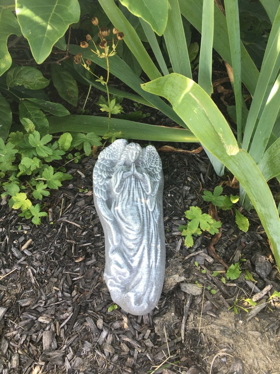 14 x 6 Inch hand Painted Concrete Angel Statue Garden Stone