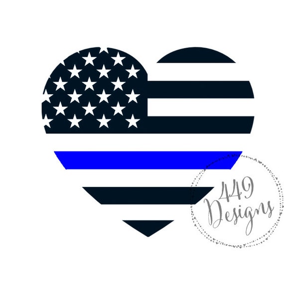 Thin Blue Line Heart Police and Law Enforcement Support Vinyl