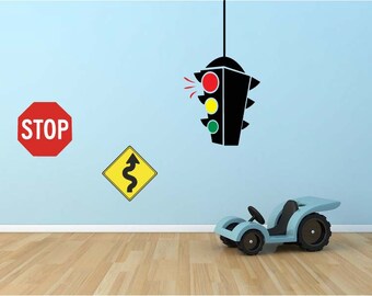 Street Signs vinyl wall decal stop sign traffic light decal