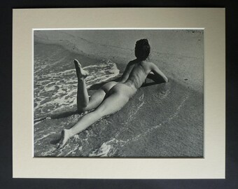 1950s Vintage Andre de Dienes Erotic Photography Print Retro erotica decor, beautiful nude woman art, Artistic Erotica Gift, Sexy Beach Art