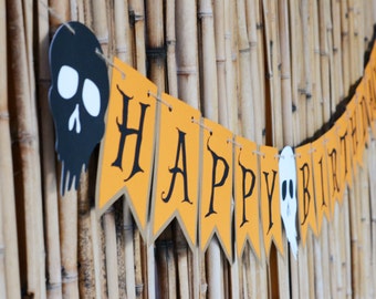 Happy Birthday Banner, Halloween Theme Banner, Birthday Banner, Halloween Banner, Birthday Party, Halloween Birthday, Birthday Decors