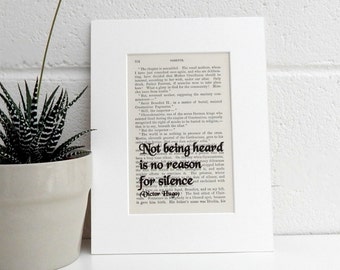 Antique Book Page Quote Print, Victor Hugo Quote, Literary Print, Les Miserables Print, Book Lover Gift, Gift For a Friend