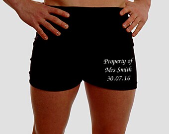 Personalised Mens Boxer Shorts Underwear ANY MESSAGE Wedding Gift Husband Groom Best Man Present 2nd Anniversary 100% Cotton - Leg