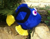 Dory the blue tang fish knitting pattern for a soft toy