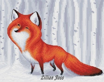 Cross stitch pattern - Fox in winter forest