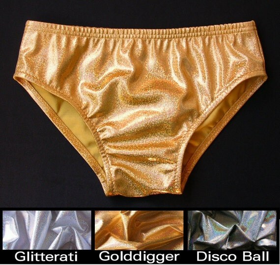 MENS Swim Brief Swimsuit in Gold Silver or Disco Ball