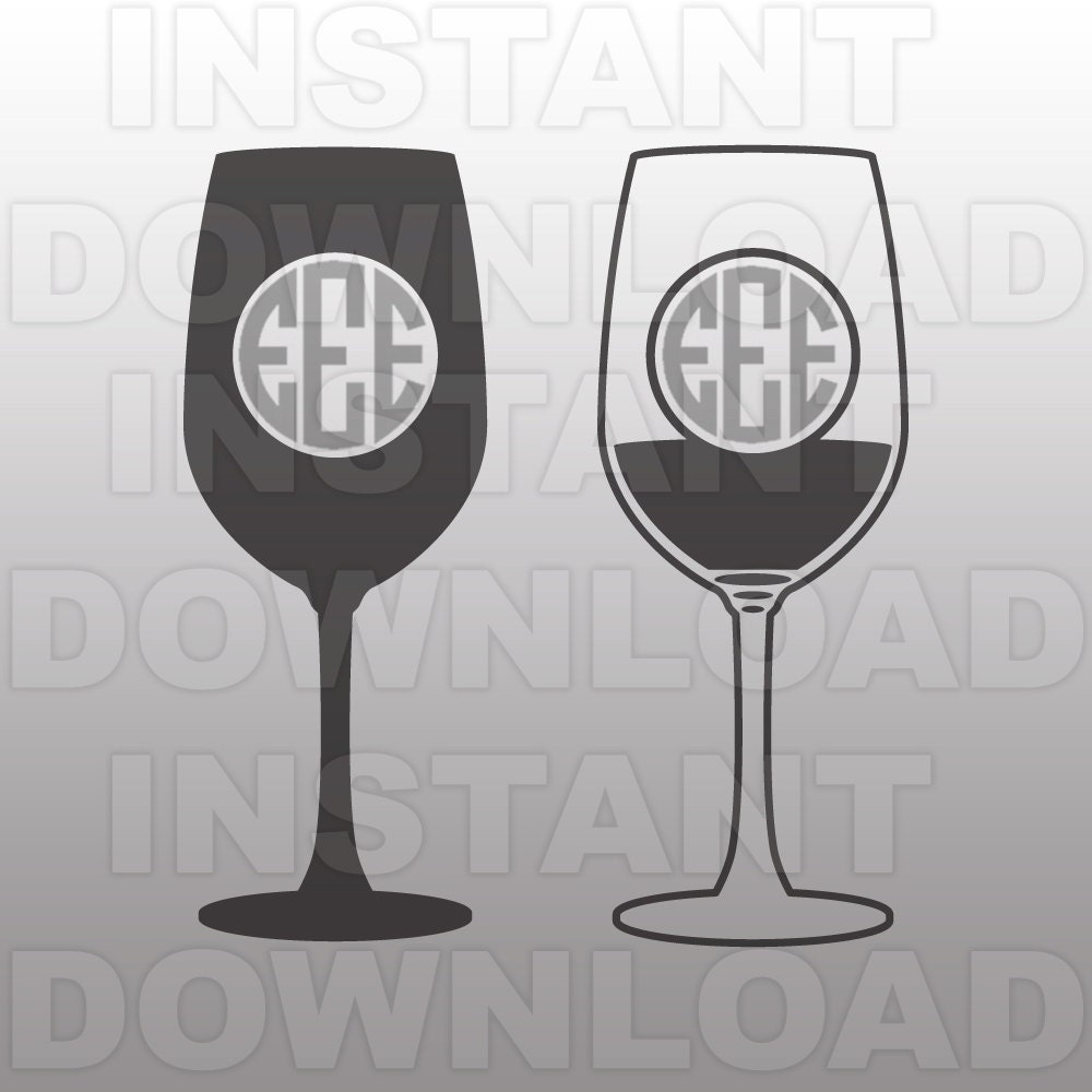 Download Wine Glass Monogram SVG FileWine Glass SVG Commercial