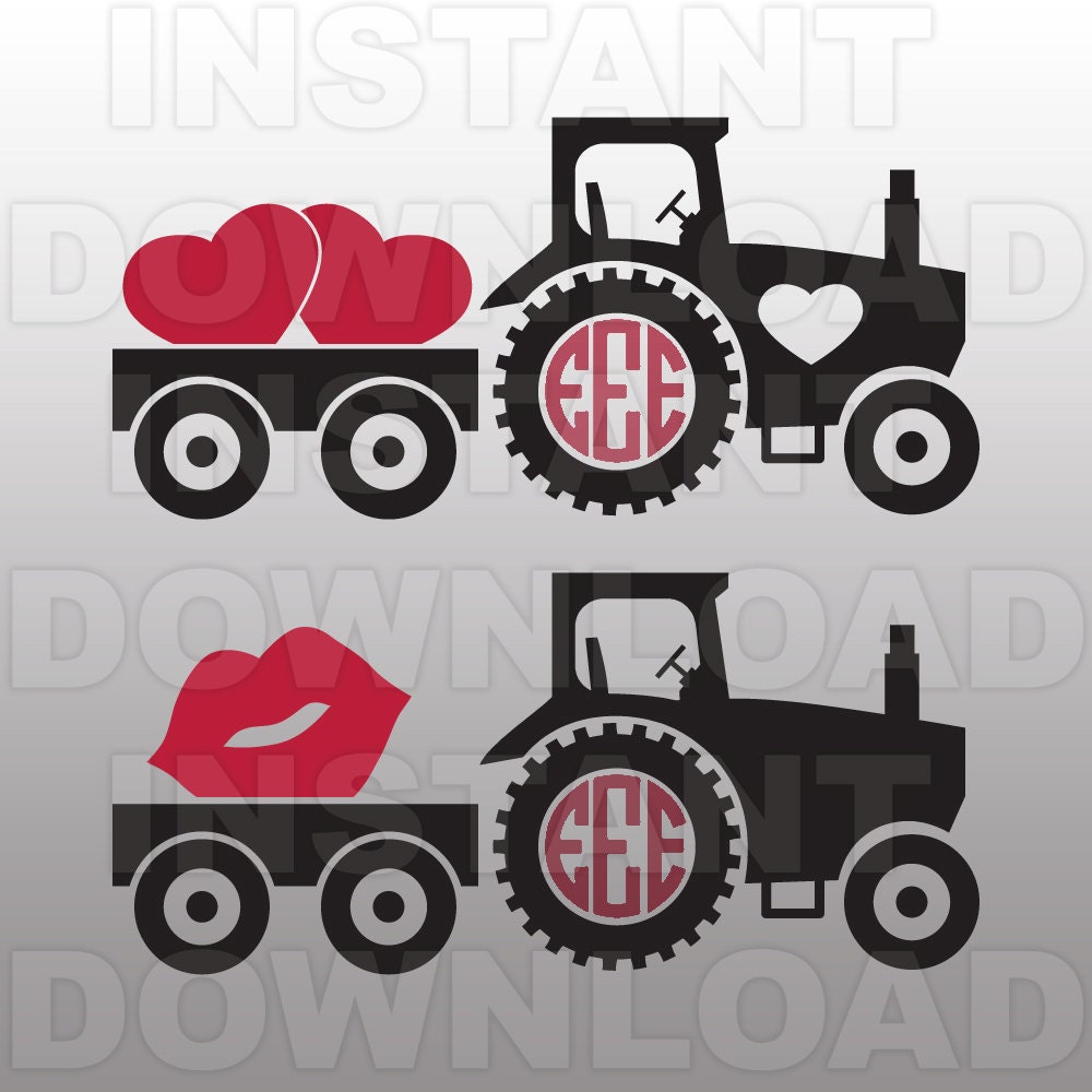 Download Valentines SVGFarm Tractor Monogram SVG FileCutting