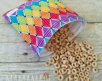 Primary Diamonds - Medium Reusable Sandwich Bag from green by mamamade