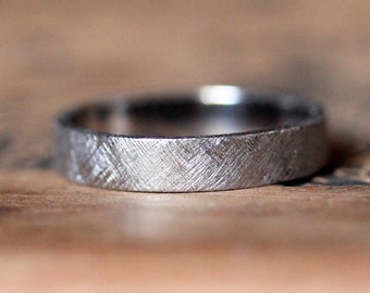 Palladium wedding band, mens palladium ring, modern wedding band, alternative wedding band, textured band, recycled wedding band custom