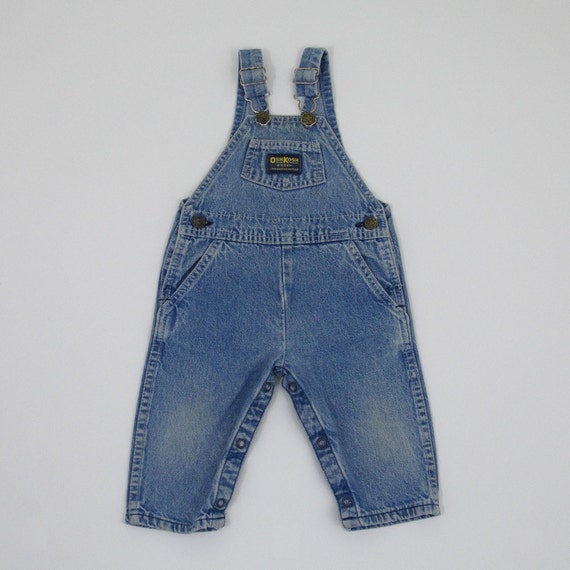 Vintage OshKosh B'Gosh Denim Baby Overalls - Size 12 - 18 Months - Union Made in the USA - Denim Dungarees, Girls' or Boys' Overalls