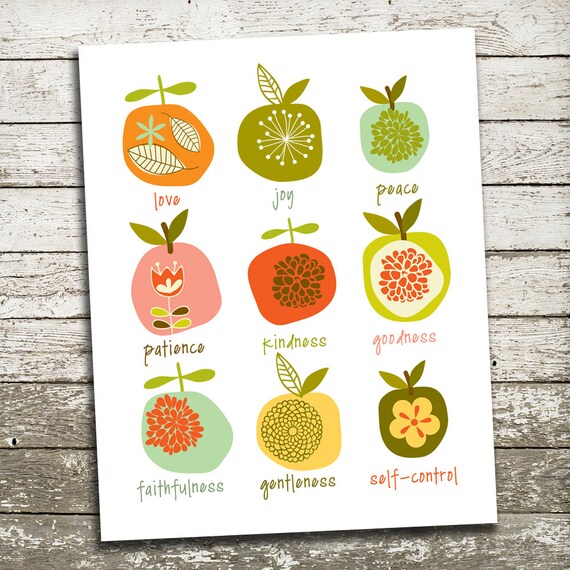 Fruit of the Spirit Wall Art Print Bible Verse Nursery Art