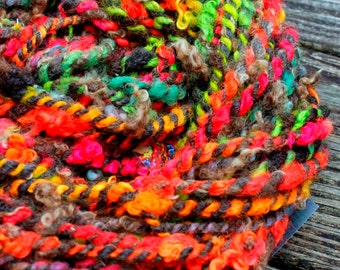 Handspun Art Yarn-Garden Rainbow- Signature WildPlied Artisan Yarn