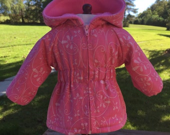 Sale -18 inch doll clothes pretty shades of pink lined and hooded PARKA STYLE JACKET for your favorite 18 inch doll