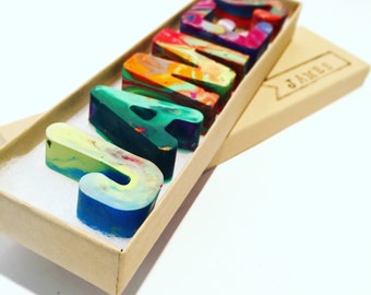 Kids NAME Crayons - Recycled Crayon Set - Custom Alphabet Name Crayons in a Gift Box - Birthday Gift Set - Earth Day Gift