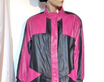 Pink leather jacket | Etsy