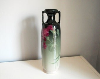 Weller Pottery Vase, Eocean Carnation Vase, Antique Art Pottery, Green Gray Ombre, Fine Art Ceramics, Arts and Crafts, Long Stem Flowers