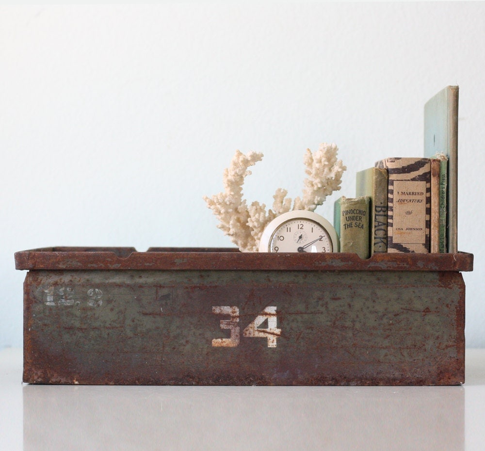 Vintage Industrial Crate, Metal 34 Crate Haute Juice