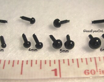 24 PAIR Black Plastic EYES with Straight stems 2mm or 3mm or 4mm or 5mm for Teddy Bears, Sculpture, Miniature, Needle Felting ( PPE-1 )