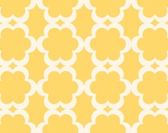 Dena Designs Fabric, Kamari, Taza, Tarika Yellow White, Cotton - HALF YARD