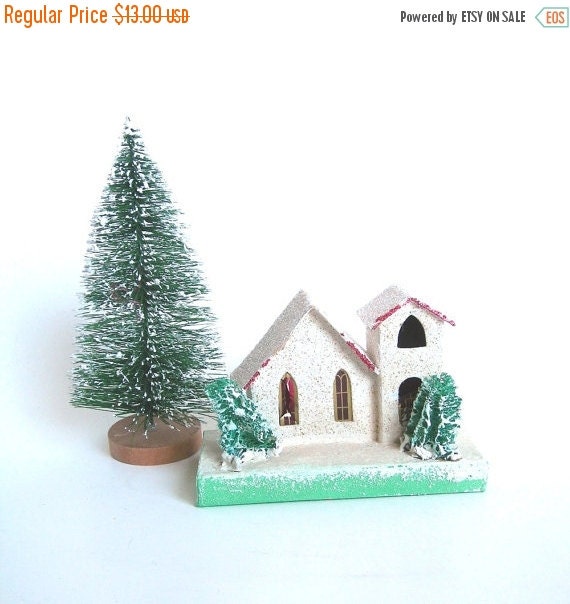 Vintage Putz White Church Christmas Ornament by AtticDustAntiques